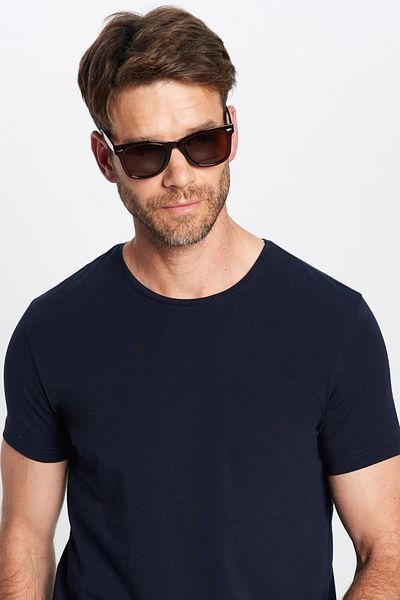 Tudors Ανδρικό μπλουζάκι με λεπτή εφαρμογή Navy Blue Crew Neck - Ευέλικτο, μαλακό βαμβακερό