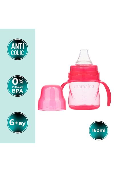 Mamajoo Pink Soft Tipped Educational Cup with Handle - 160 Ml, 6 Months+