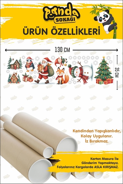 PANDA SOKAĞI Set de autocolante de Crăciun cu vulpe drăguță, pinguin și om de zăpadă, autoadezive