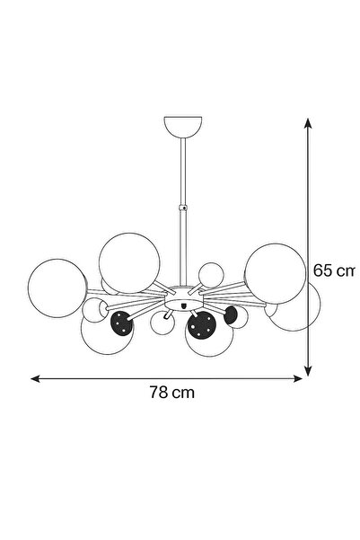İstanbul Avize İstanbul Avize Nairobi 6'lı Siyah Kasa Füme Glop Camlı Avize