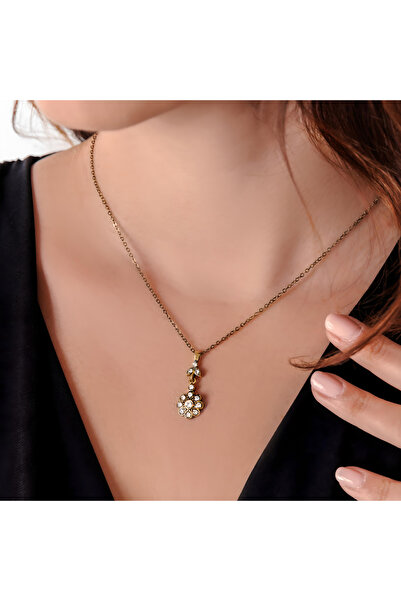 Atelier LEO Handmade Jewellery HARMONİ MİNİ ÇİÇEK BAKIR EL YAPIMI KRİSTAL TAŞLI KARARMA YAPMAZ KADIN KOLYE KUTULU