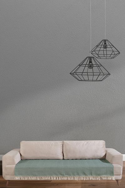 Miracolo Home Πράσινο ριγέ βαμβακερό κάλυμμα καναπέ - 115x200, με κρόσσια μπροστά