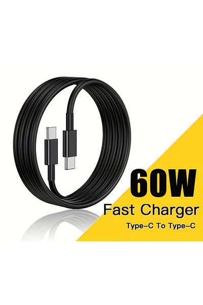 Winmax كابل شحن ونقل بيانات سريع من النوع C إلى النوع C بقوة 60 وات، أسود، 1 متر × 6 قطع