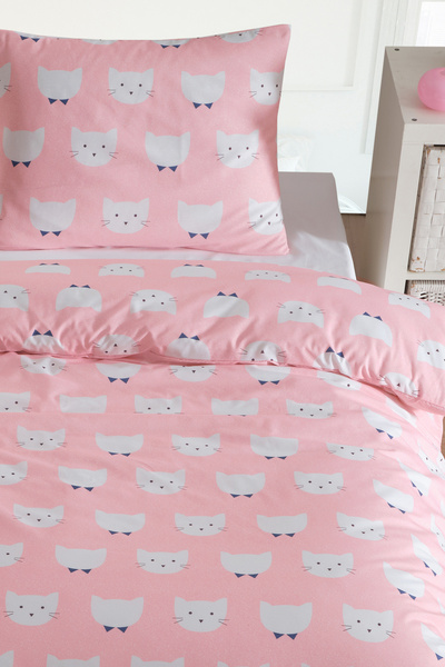 Eponj Home Tek Kişilik Pamuklu Nevresim Takımı 3 Parça – Pisipisi Desen – Pembe / Yumuşak Dokulu