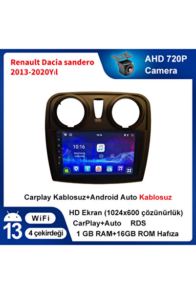 coni Dacia sandero 2013-2020 Uyumlu Yıl 1G Ram 16GRom Multimedya Kablosuz Car...