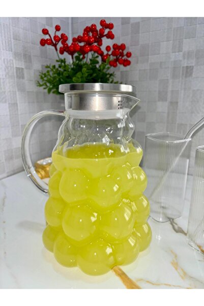 KRD Home Metal Kapaklı Üzüm Model Cam Sürahi - 2000 ml