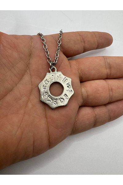 Herşey Nota Octagon Zodiac Sign Figured Necklace – 12 Zodiac Symbols Silver Color Unisex Metal Jewelry