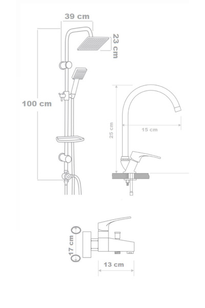 armour armatür Krom banyo batarya seti 3 lü set