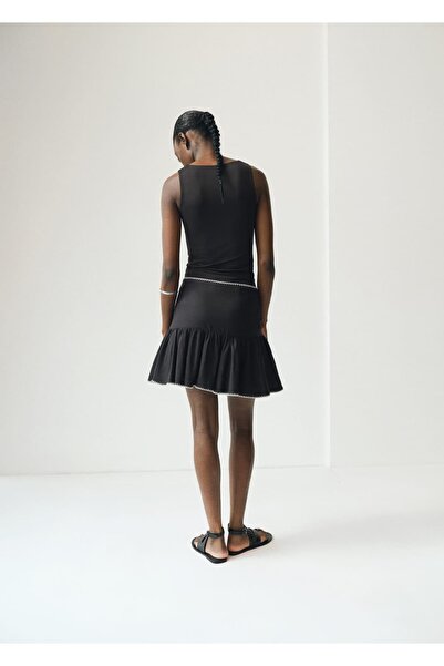 Mango Teen İşlemeli volanlı etek