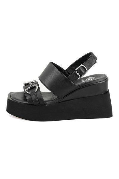 Desa Linda Black Women's Padded Leather Sandals