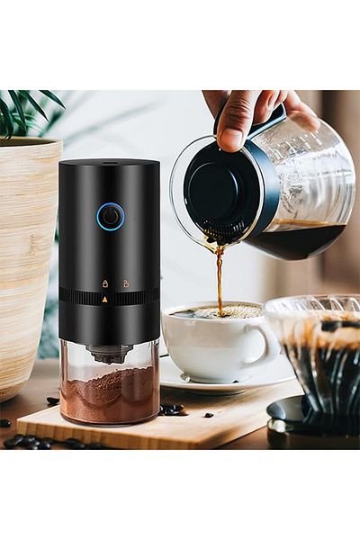 Primo Plus Portable Electric Coffee Grinder Rechargeable Black USB C