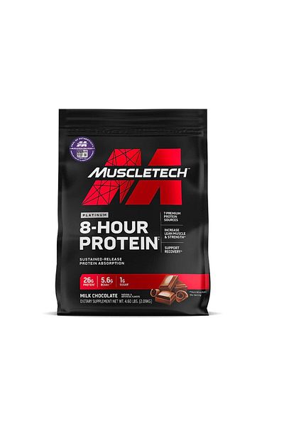 MUSCLETECH Platinum 8hr Protein, 4.6lb, Milk Chocolate, 50 Servings