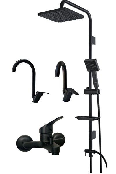 armour armatür Siyah Banyo Batarya Seti Siyah Duş Seti Siyah Banyo Batarya Se...