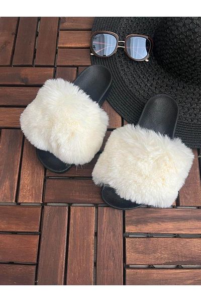 Behtah Kundura Furry Women's Slippers Anatomical Sole Outdoor Indoor Dowry Guest Slippers
