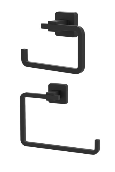 Ahlez حامل ورق مربع أسود غير لامع بدون غطاء + حامل مناشف دائري طقم حمام مزدوج