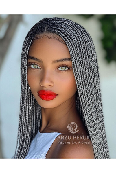 arzuperuk peruk ve saç atölyesi شعر صناعي للضفائر الأفريقية والراسا - رمادي م...