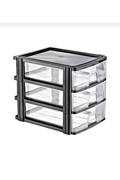 Miami Home Organizer Box with 3 Drawers A4 Size Black