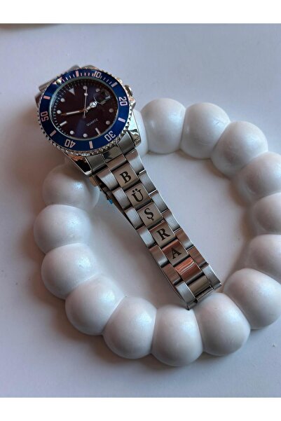 MEYSHA JEWELRY Kişiye Özel Kordonu İsim Yazılı Çelik Kol Saati