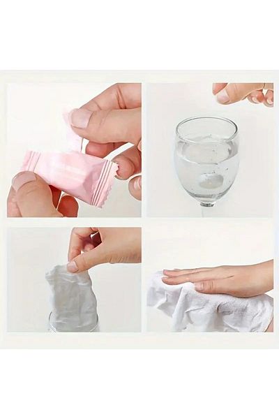 MİNGODAN 10 Disposable Travel Towels - Compressed Face, Wet Wipes, Damp Napkin