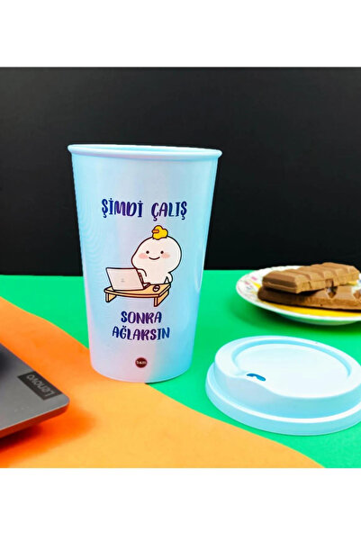 Yeni1Trend Figür Tasarımlı Plastik Konuşan Bardak Kahve Çay Meyve Suyu Bardağı Bam Bardak