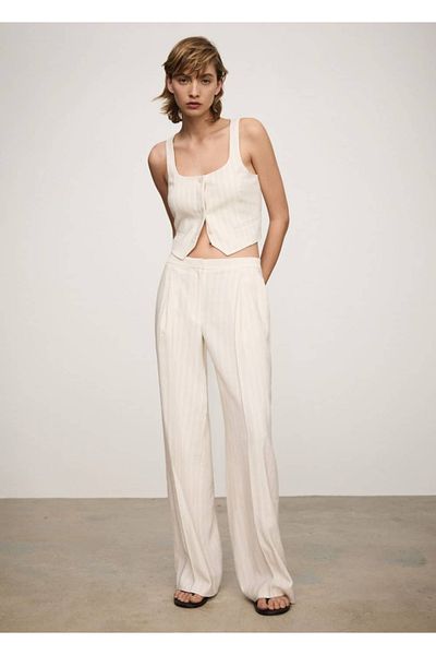 MANGO Woman Striped Patterned Fabric Vest