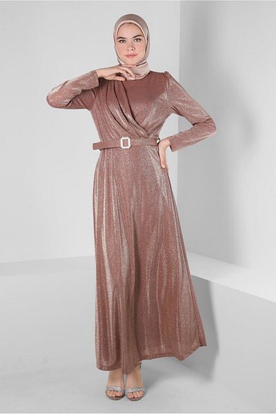 Alvina Glittered Belted Evening Dress - Model 50270
