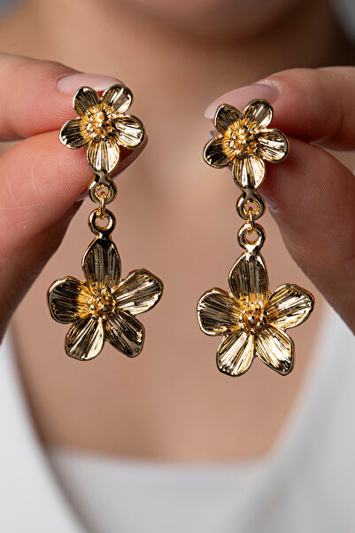 Elika Silver Modern Dangle Spring Flower Earrings / Gold Lotus Earrings