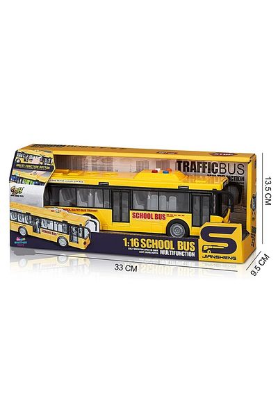 Brother Toys School Bus Toy School Bus with Sound and Light That Can Open the Front and Middle Door 28 cm