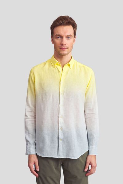 Paşahan Κίτρινο Πράσινο Λινό Πουκάμισο Slim Fit