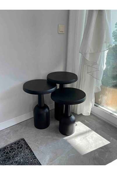 Kimahome Ürgüp Mantar Sehpa Siyah 3'lü Set (43 48 53 CM)