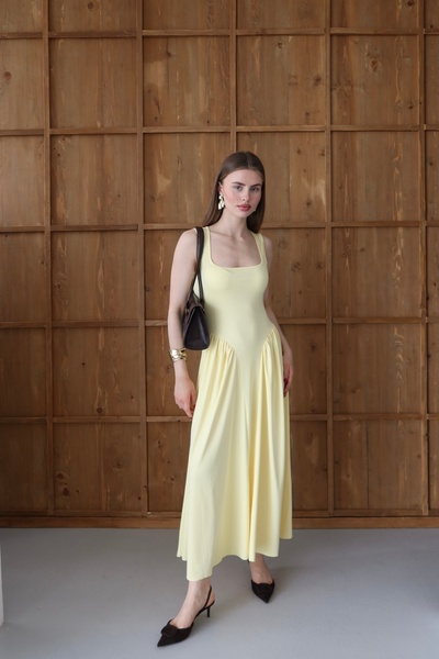 LOISY Kadın Kare Yaka Kalın Askılı Tasarım Elbise