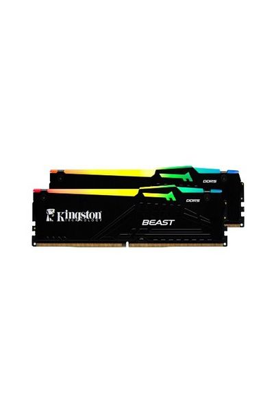Kingston Beast Kf564c32bbeak2-32tr RGB 32 جيجابايت (2X16) Ddr5 6400 ميجا هرتز Cl32 ذاكرة الوصول العشوائي للألعاب السوداء (الذاكرة)