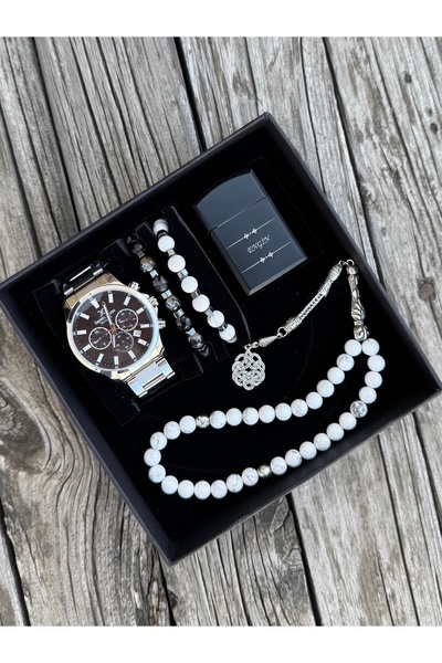 Daniel Klein Gümüş Renk Babalar Günü Erkek Kol Saati Doğal Taş Tespih Ve Bile...