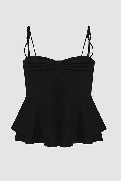 Quzu Underwire Tie-Up Blouse Black