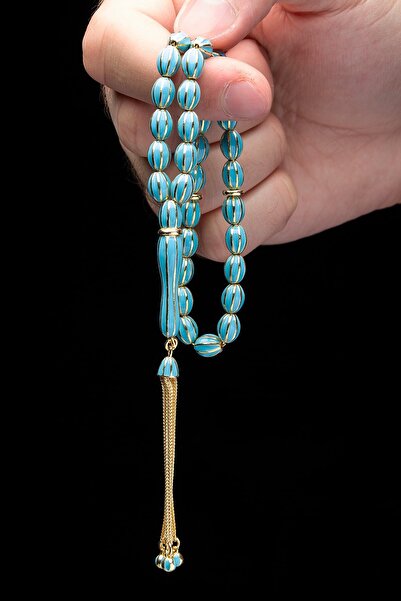 OTTOTESBİH Erkek Altın Kaplama Gümüş Tesbih 6x9mm 39 gr