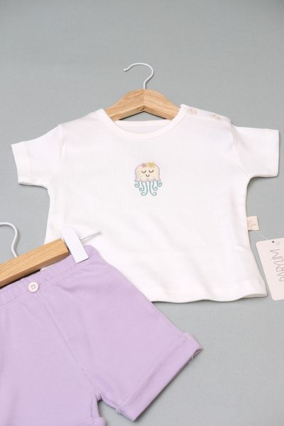 BABYLİM Octopus Embroidered T-Shirt and Shorts 2-Piece