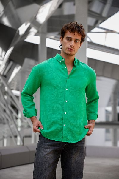 ENERJİN Ανδρικό λινό look 100% βαμβακερό μακρυμάνικο καλοκαιρινό πουκάμισο