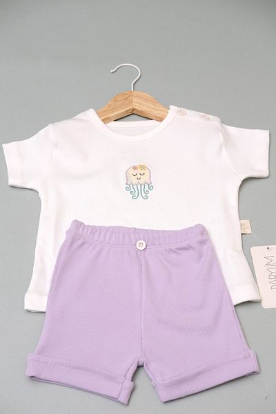 BABYLİM Octopus Embroidered T-Shirt and Shorts 2-Piece