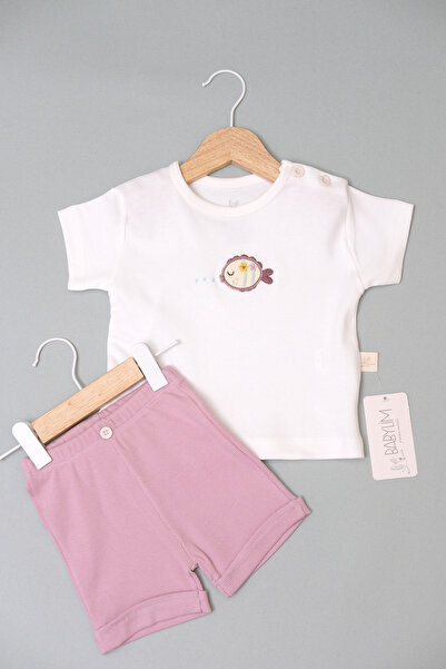 BABYLİM Fish Embroidered T-Shirt and Shorts 2-Piece