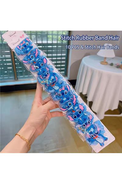 Choice 10pcs Hot 10pcs Sale Disney Anime Stitch Hair Bands Kawaii Stitch Hairpin Cartoon Rubber Band Hair A