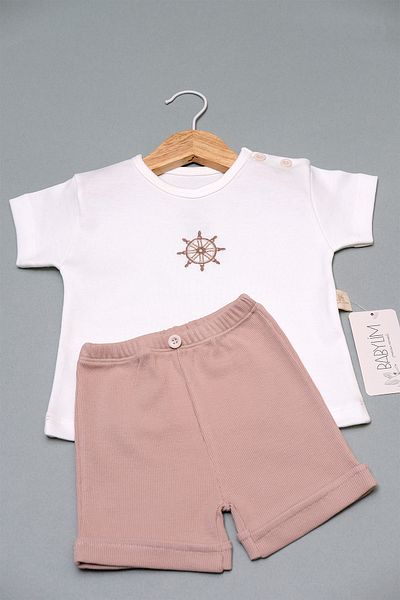 BABYLİM Rudder Embroidered Baby Boy Shorts Set
