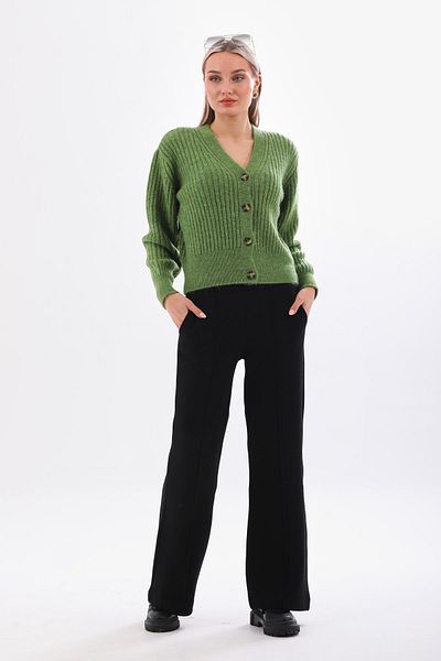 Barbara Baileys Green Buttoned V-Neck Women's Cardigan