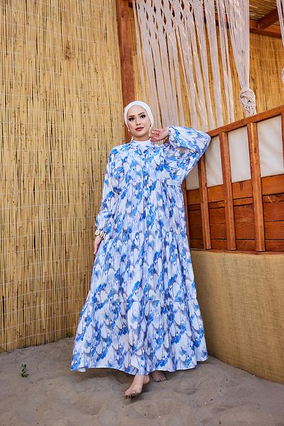 LOCCO Rochie de damă cu model perie albastră