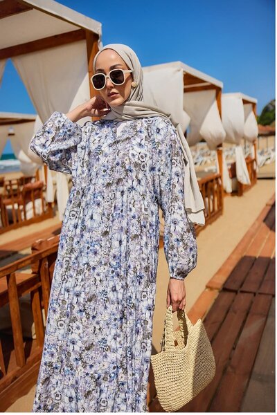 LOCCO Women's Floral Patterned Dress Lilac