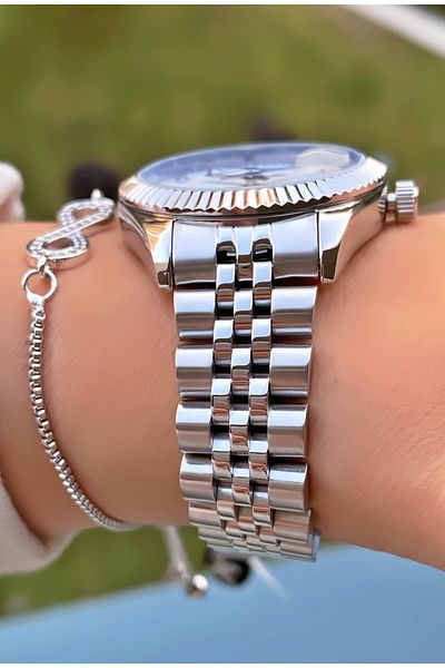 Daniel Klein Brand Silver Color 2 Years Warranty Steel Thin Mesh Cord Women Wristwatch - Bracelet