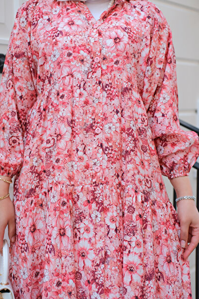 LOCCO Women's Floral Patterned Dress Red