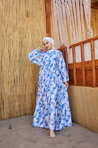 LOCCO Rochie de damă cu model perie albastră