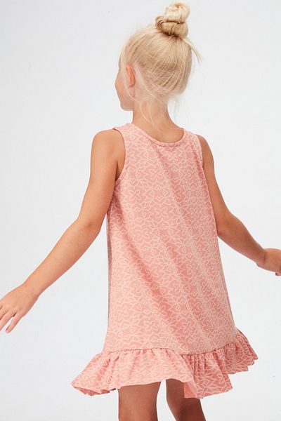 LOVETTI Salmon Clover Pattern Girls' Ruffled Bell Skirt Dress