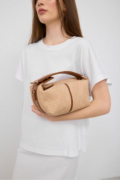 Shule Bags Geantă de mână și crossbody Leo Straw Look, maro