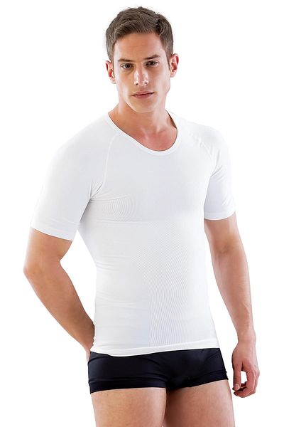 Emay White E1010 Half Sleeve Men's Corset Undershirt